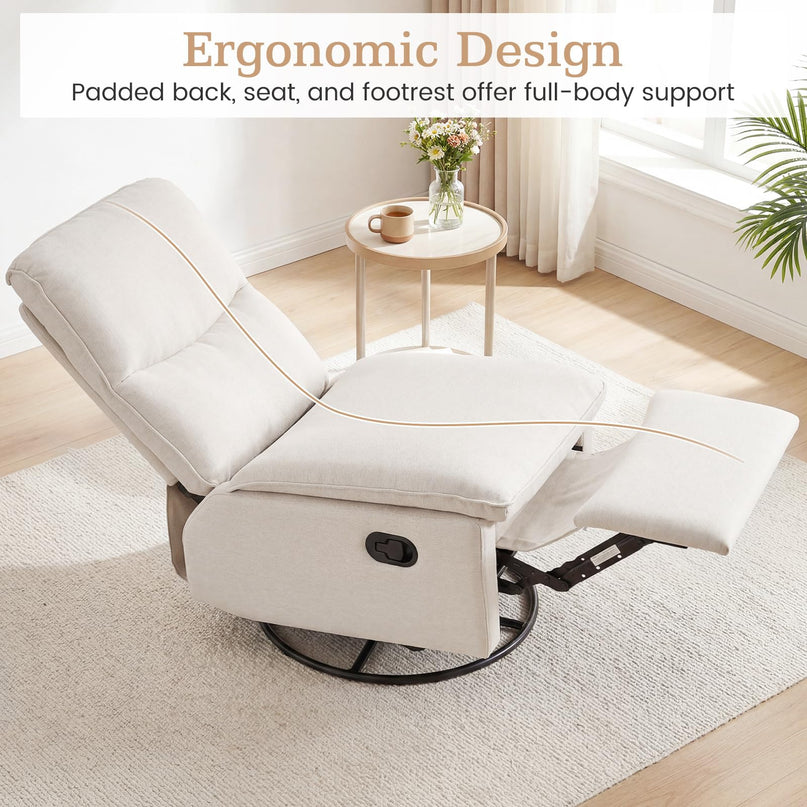 Giantex Swivel Rocking Recliner 360° Reclining Rocker Chair with Adjustable Cushioned Back