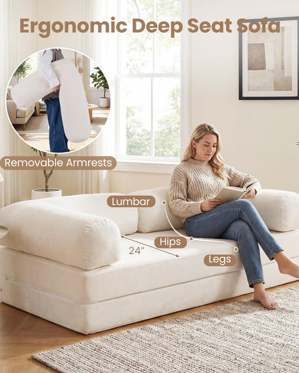 Giantex 4-in-1 Convertible Futon Couch with Comfy Corduroy Cover & L-Shaped Removable Armrests