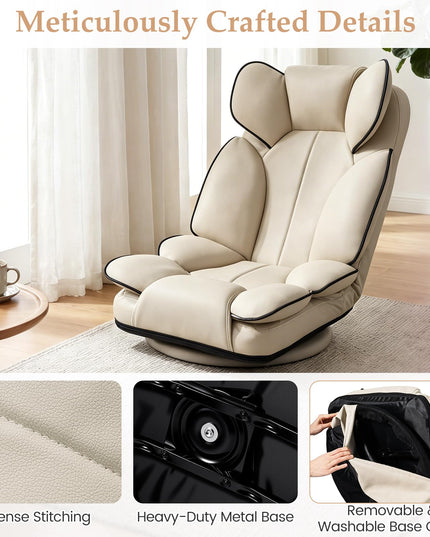 Giantex 360° Swivel Floor Gaming Chair with 6-Position Adjustable Backrest & Sponge Filling