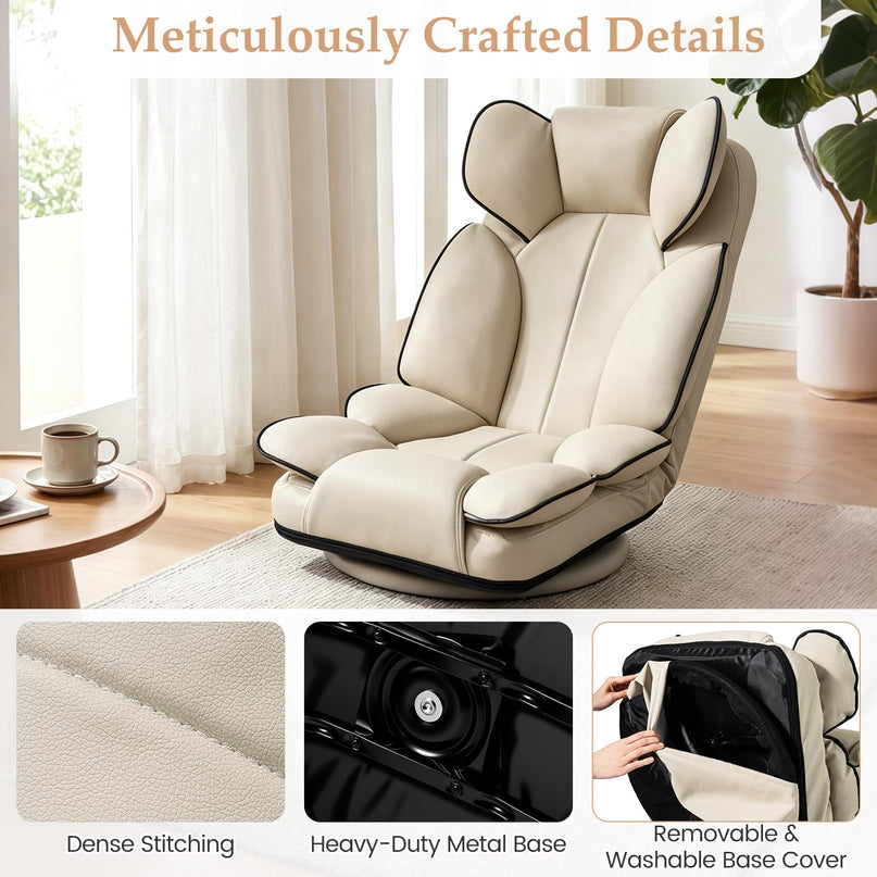 Giantex 360° Swivel Floor Gaming Chair with 6-Position Adjustable Backrest & Sponge Filling