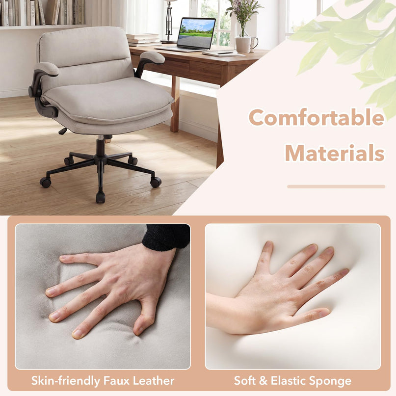 Chaise Pivotante Giantex 360° Croisée avec Accoudoirs Relevables et Siège Large Rembourré Épais