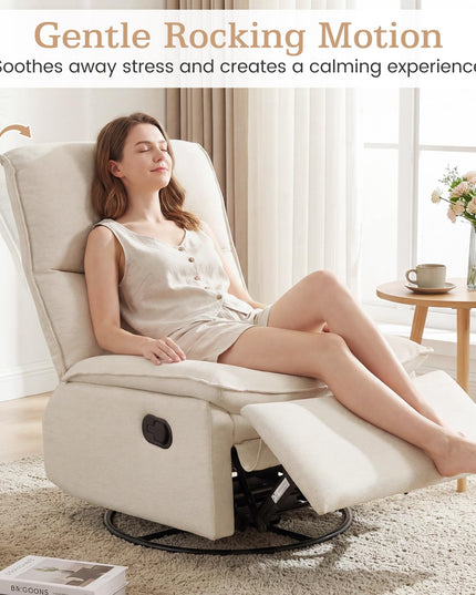 Giantex Swivel Rocking Recliner 360° Reclining Rocker Chair with Adjustable Cushioned Back
