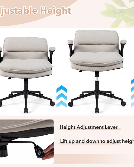 Giantex 360° Swivel Criss Cross Chair with Flip-up Arms w/Wide Thick Padded Seat