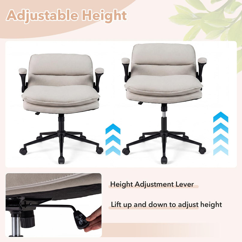 Chaise Pivotante Giantex 360° Croisée avec Accoudoirs Relevables et Siège Large Rembourré Épais