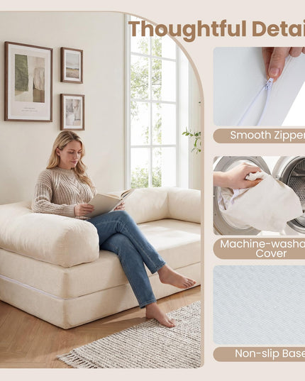 Giantex 4-in-1 Convertible Futon Couch with Comfy Corduroy Cover & L-Shaped Removable Armrests