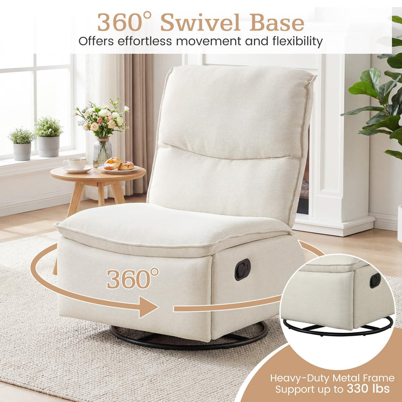 Giantex Swivel Rocking Recliner 360° Reclining Rocker Chair with Adjustable Cushioned Back