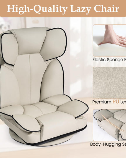 Giantex 360° Swivel Floor Gaming Chair with 6-Position Adjustable Backrest & Sponge Filling