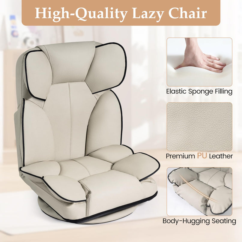 Giantex 360° Swivel Floor Gaming Chair with 6-Position Adjustable Backrest & Sponge Filling
