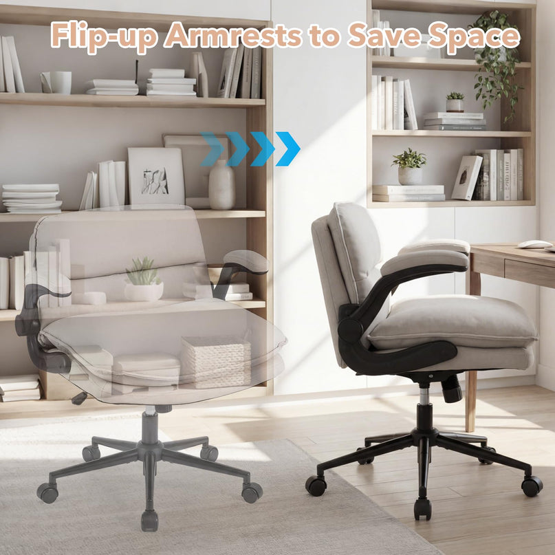 Chaise Pivotante Giantex 360° Croisée avec Accoudoirs Relevables et Siège Large Rembourré Épais