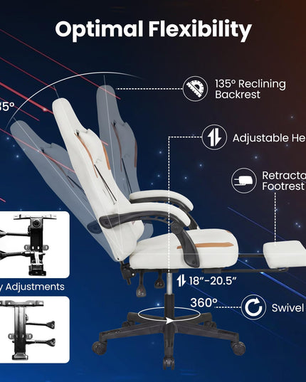 Giantex Ergonomic Video Game Chair w/Footrest Lumbar Support Headrest