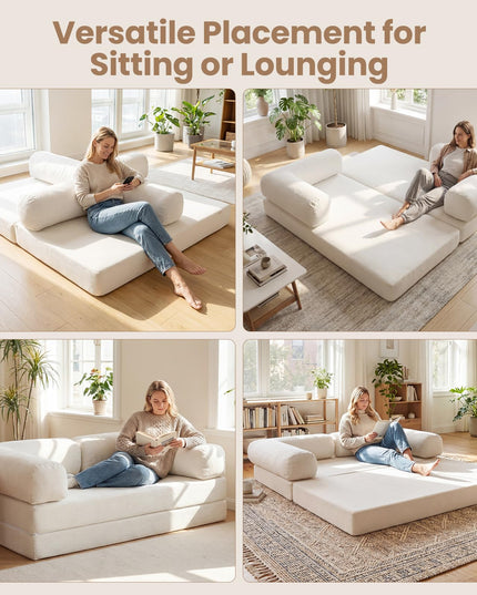 Giantex 4-in-1 Convertible Futon Couch with Comfy Corduroy Cover & L-Shaped Removable Armrests