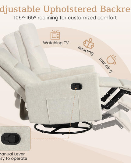 Giantex Swivel Rocker Recliner with Adjustable Cushioned Back