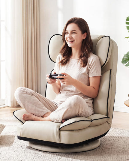 Giantex 360° Swivel Floor Gaming Chair with 6-Position Adjustable Backrest & Sponge Filling