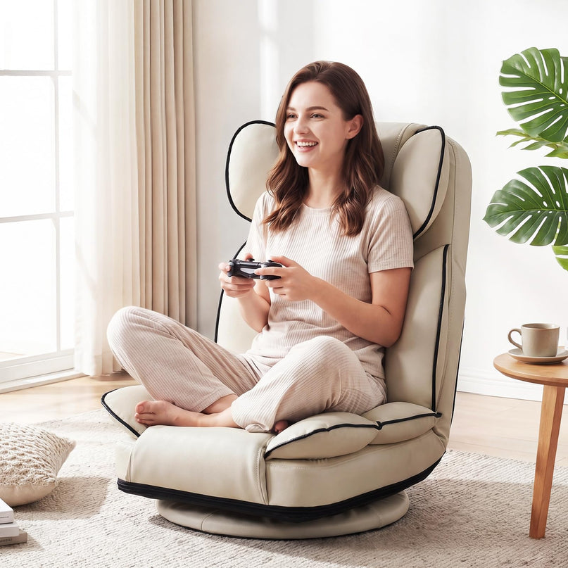 Giantex 360° Swivel Floor Gaming Chair with 6-Position Adjustable Backrest & Sponge Filling