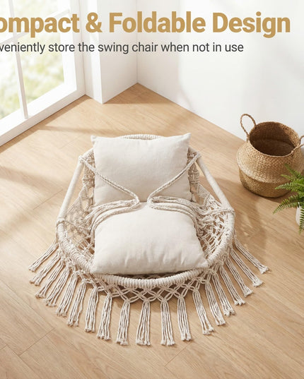 Giantex Macrame Hammock Chair w/Removable Cushions and Max 330 Lbs Hanging Chair