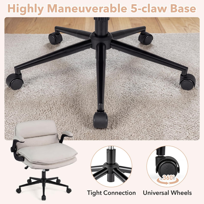 Chaise Pivotante Giantex 360° Croisée avec Accoudoirs Relevables et Siège Large Rembourré Épais