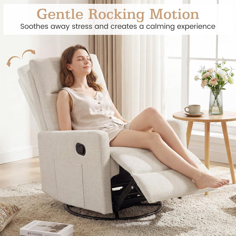 Giantex Swivel Rocker Recliner with Adjustable Cushioned Back