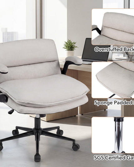 Giantex 360° Swivel Criss Cross Chair with Flip-up Arms w/Wide Thick Padded Seat