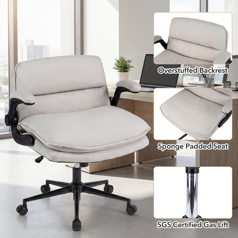 Chaise Pivotante Giantex 360° Croisée avec Accoudoirs Relevables et Siège Large Rembourré Épais