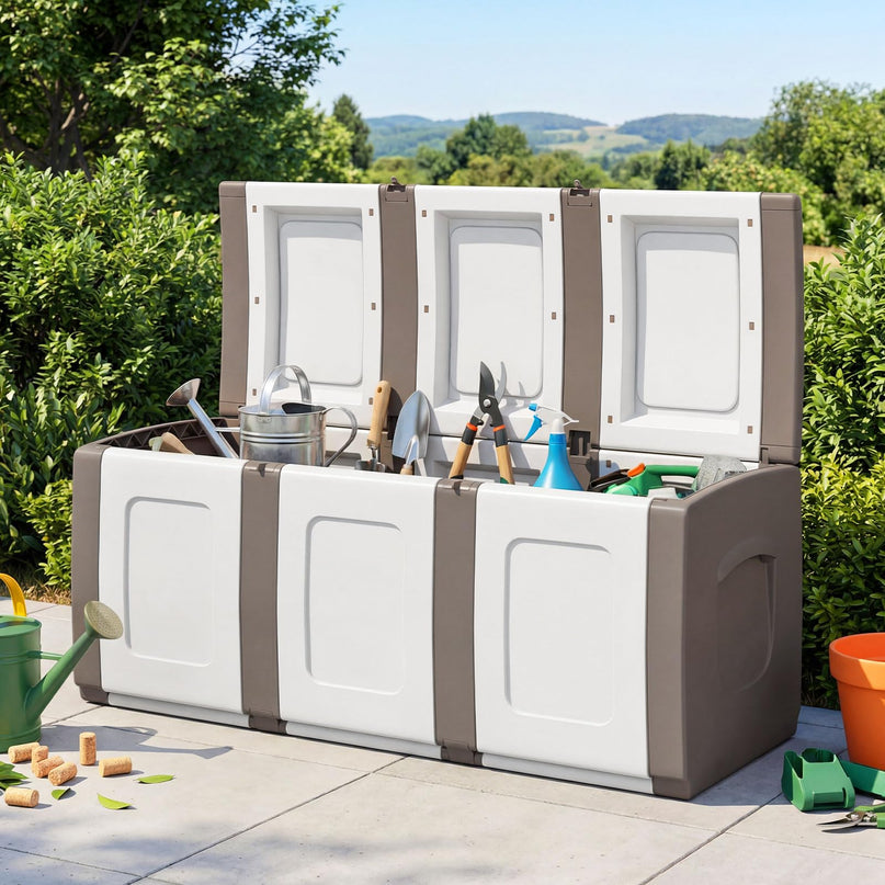 Giantex Outdoor Deck Box 80 Gallon Patio Container with Lockable Lid