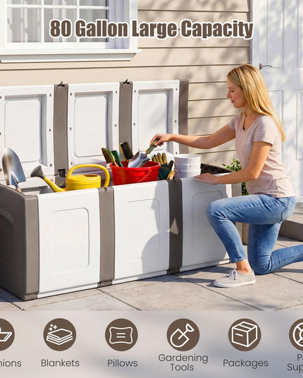 Giantex Outdoor Deck Box 80 Gallon Patio Container with Lockable Lid