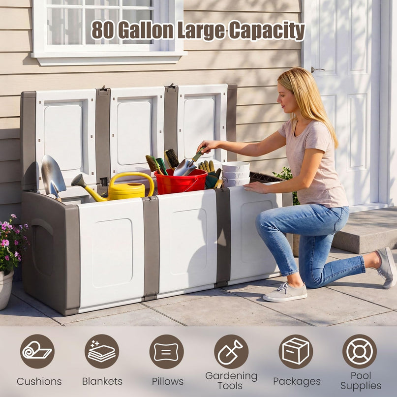 Giantex Outdoor Deck Box 80 Gallon Patio Container with Lockable Lid