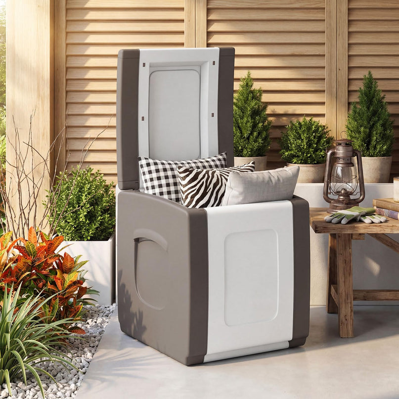 Giantex Outdoor Deck Box 27 Gallon Patio Container with Lockable Lid
