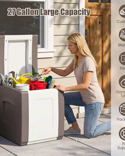 Giantex Outdoor Deck Box 27 Gallon Patio Container with Lockable Lid