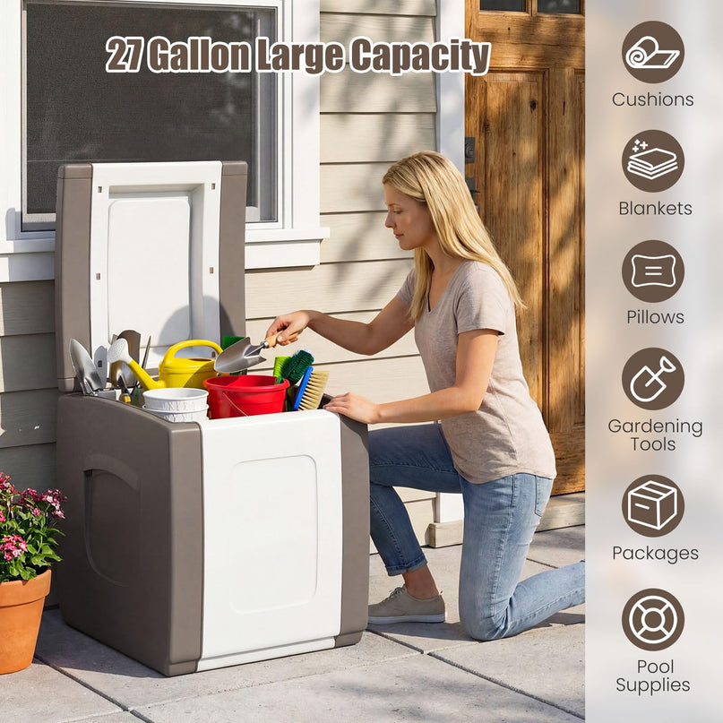 Giantex Outdoor Deck Box 27 Gallon Patio Container with Lockable Lid