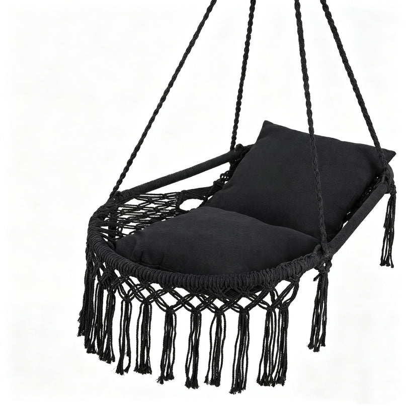 Giantex Macrame Hammock Chair w/Removable Cushions and Max 330 Lbs Hanging Chair