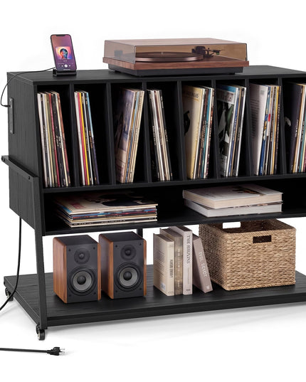 Giantex Large Record Player Stand with Charging Station