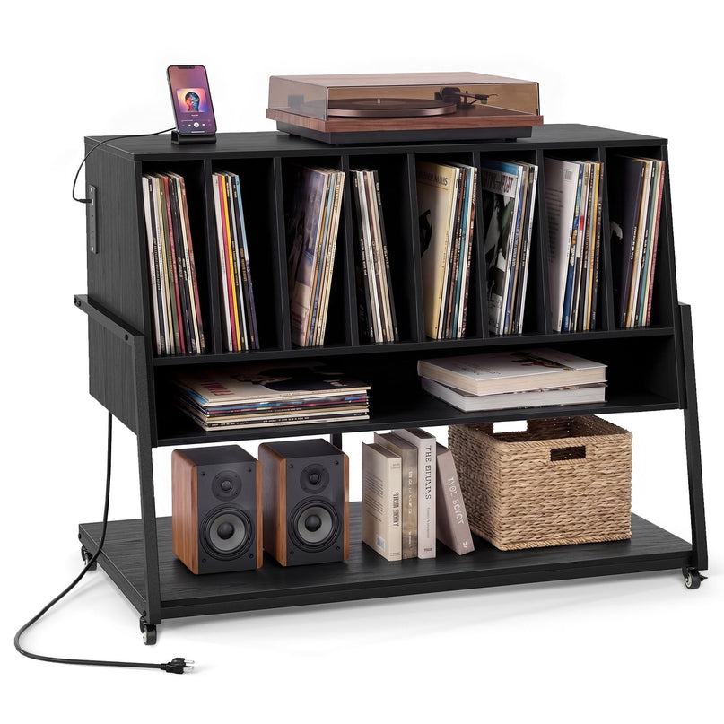 Giantex Large Record Player Stand with Charging Station