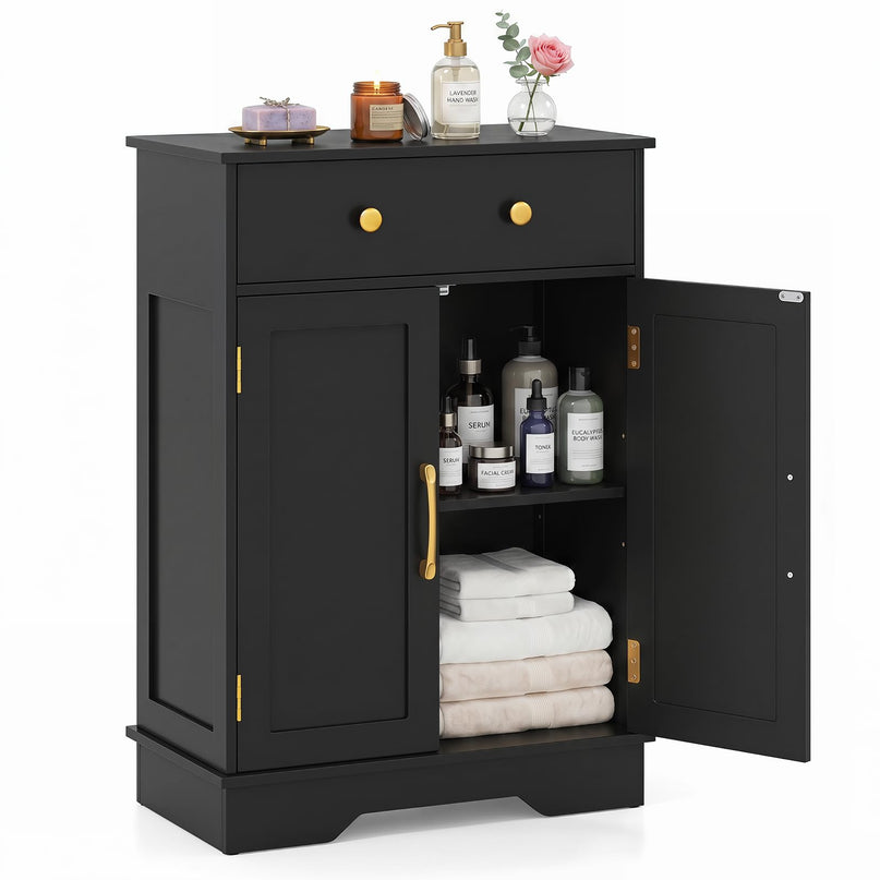 Giantex Freestanding Bathroom Storage Cabinet with 2 Doors & Drawer
