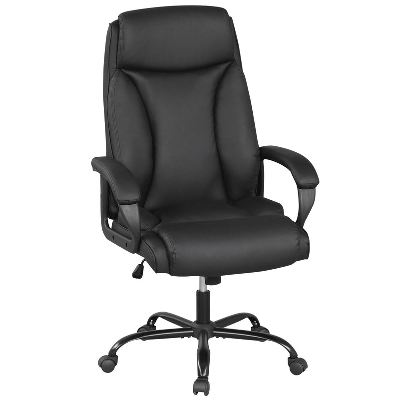 Chaise d'ordinateur pivotante à roulettes en cuir PVC Giantex (181 kg)