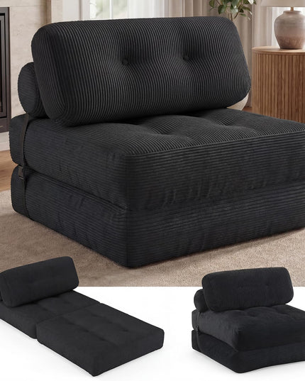 Giantex Folding Sofa Bed with Pillow Corduroy Cover & Fixing Straps
