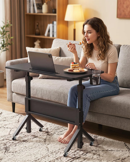 Giantex 31.5" Small Mobile Standing Desk with Storage Basket & Tablet Slot