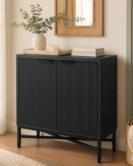 GIANTEX Fluted Storage Cabinet with 2 Doors and Adjustable Shelf