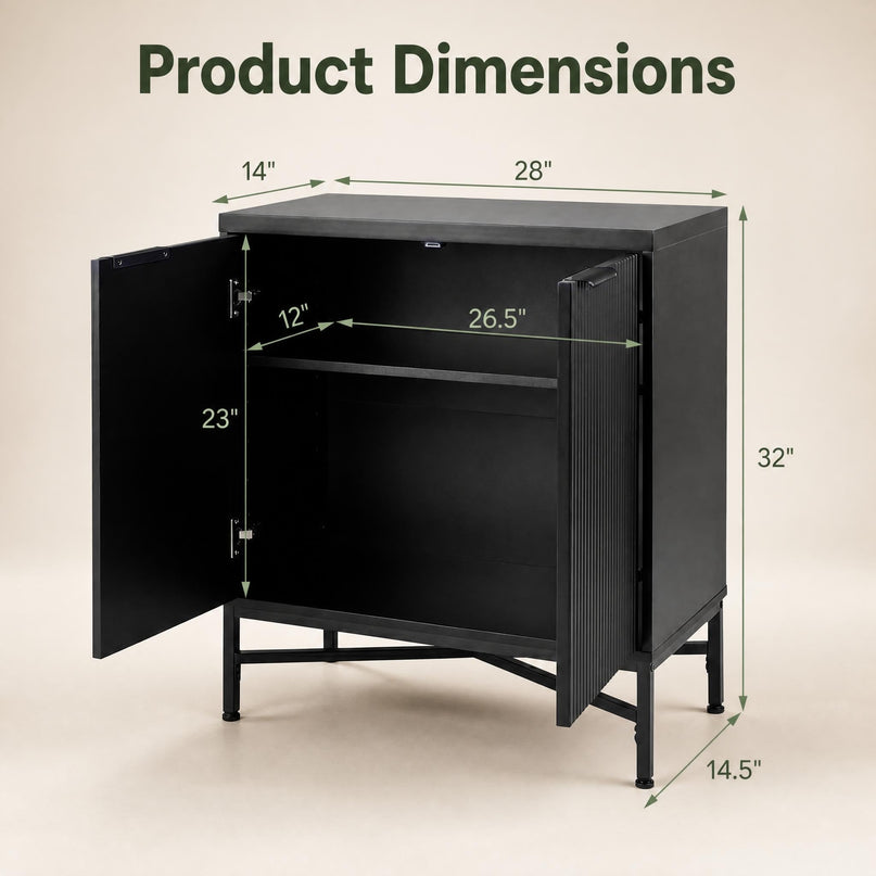 GIANTEX Fluted Storage Cabinet with 2 Doors and Adjustable Shelf
