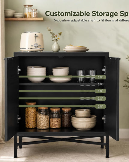 GIANTEX Fluted Storage Cabinet with 2 Doors and Adjustable Shelf