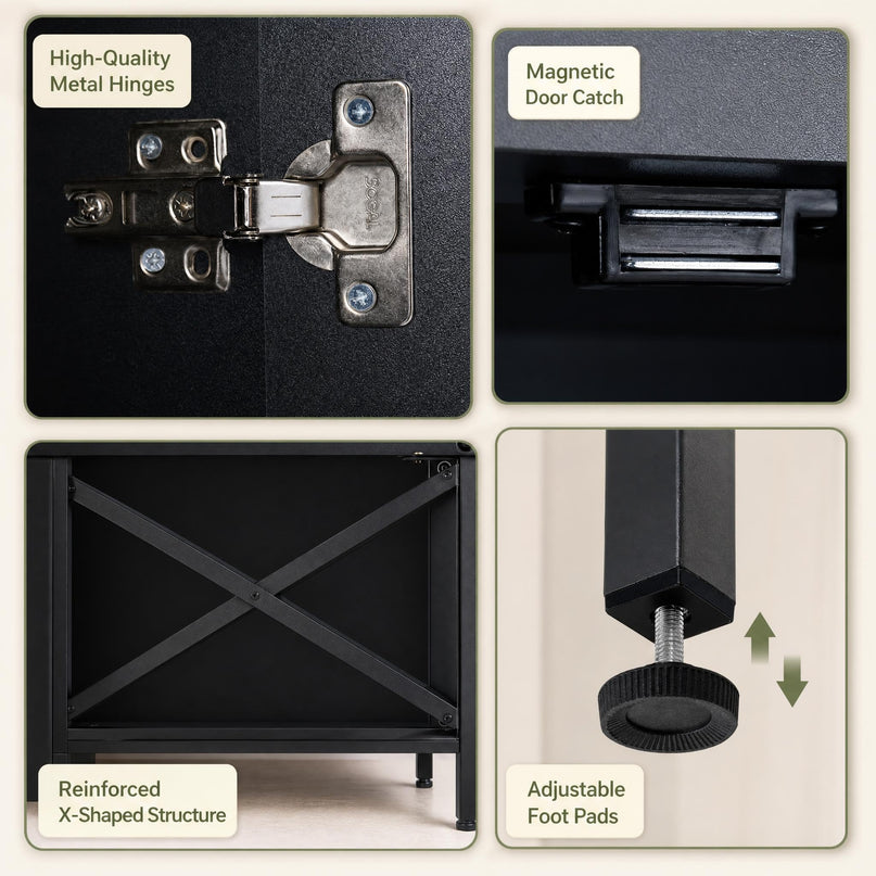 GIANTEX Fluted Storage Cabinet with 2 Doors and Adjustable Shelf