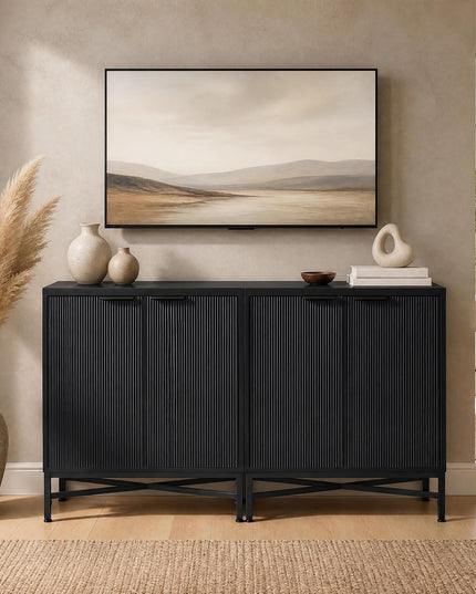 GIANTEX Fluted Storage Cabinet with 2 Doors and Adjustable Shelf