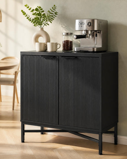 GIANTEX Fluted Storage Cabinet with 2 Doors and Adjustable Shelf