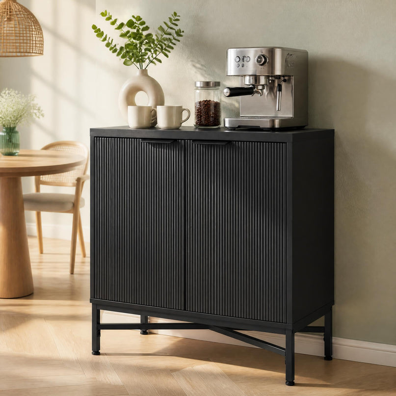 GIANTEX Fluted Storage Cabinet with 2 Doors and Adjustable Shelf