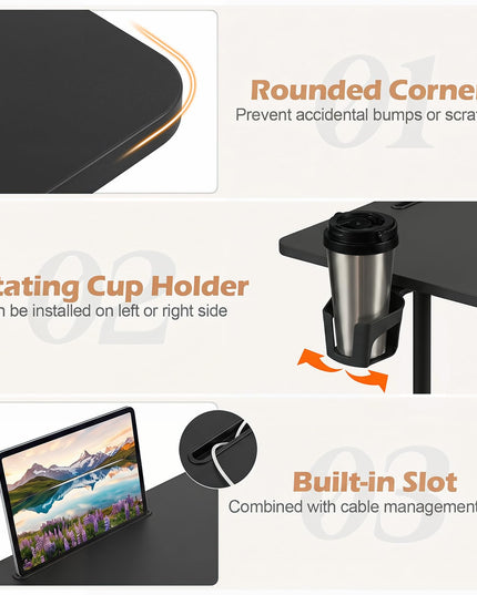Giantex 31.5" Small Mobile Standing Desk with Storage Basket & Tablet Slot