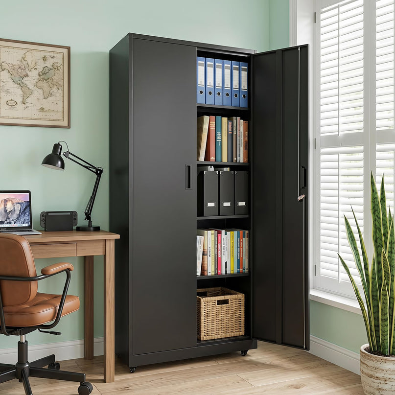 Giantex 73 Tall Metal Storage Cabinet for Garage and Office with 2 Locks & 2 Keys