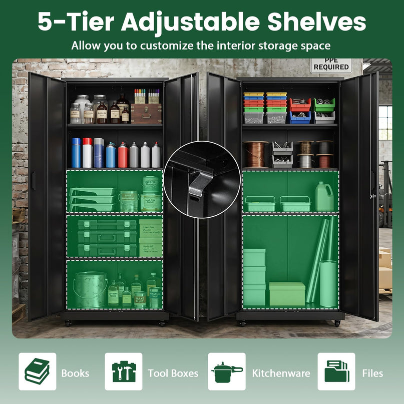 Giantex 73 Tall Metal Storage Cabinet for Garage and Office with 2 Locks & 2 Keys