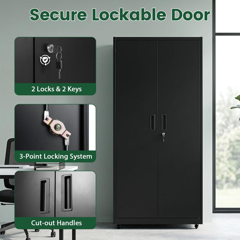 Giantex 73 Tall Metal Storage Cabinet for Garage and Office with 2 Locks & 2 Keys