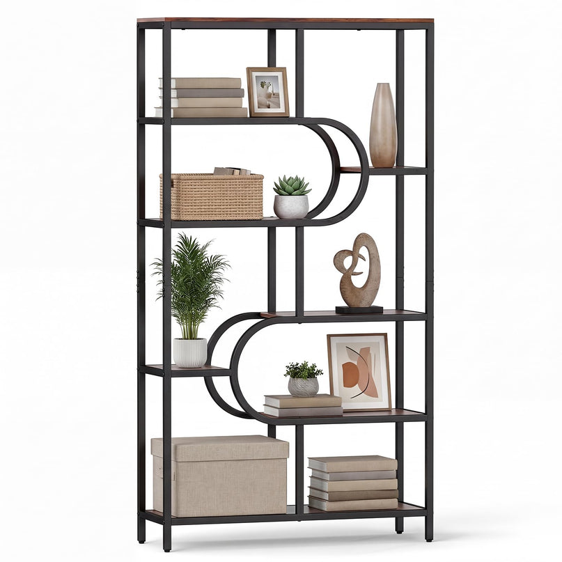 Giantex 5-Tier Freestanding Bookshelf w/Open Storage Shelves & U Shape (1/2)