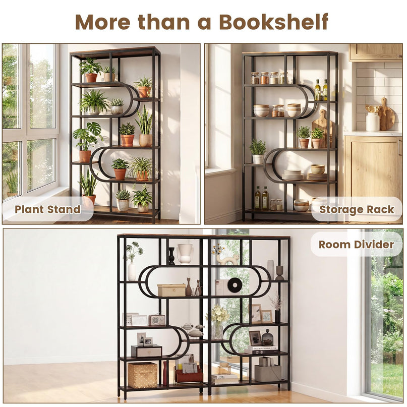 Giantex 5-Tier Freestanding Bookshelf w/Open Storage Shelves & U Shape (1/2)