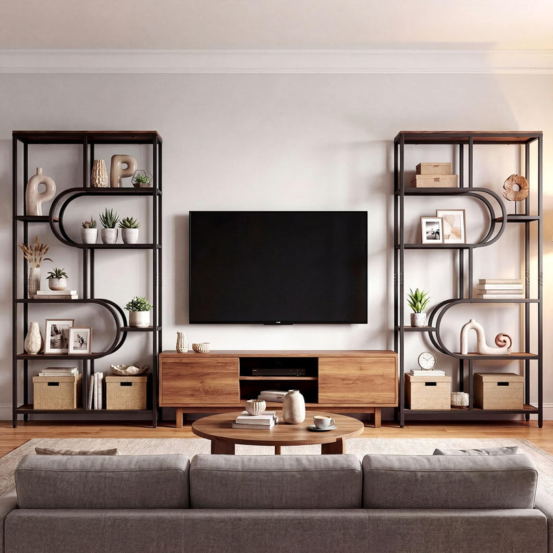 Giantex 5-Tier Freestanding Bookshelf w/Open Storage Shelves & U Shape (1/2)